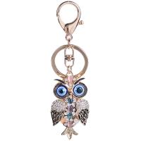 Tibetan Style Key Clasp, Owl, with rhinestone, mixed colors, 125mm, Sold By PC