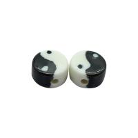 Porcelain Jewelry Beads, Round, handmade, ying yang & DIY, mixed colors, 10.50x6.40mm, 100PCs/Bag, Sold By Bag