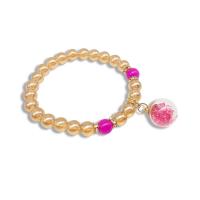 Bracelet de perles de verre, avec alliage de zinc, pour femme & avec strass, couleurs mélangées, 8mm, Longueur Environ 21 cm, Vendu par PC