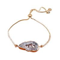 Cubic Zirconia Micro Pave Brass Bracelet, with Agate, Unisex & micro pave cubic zirconia, mixed colors, 33x30mm, Length:Approx 21 cm, Sold By PC