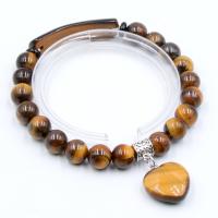 Natural Tiger Eye Bracelets Heart fashion jewelry & for woman 8mm Length Approx 7.5  Sold By PC