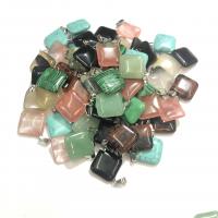 Gemstone Medálok Ékszer, Természetes kő, Square, különböző anyagok a választás & egynemű, több színt a választás, 20x20x5mm, Által értékesített PC