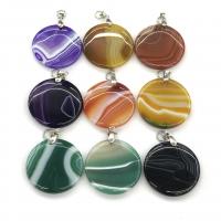 Lace Agate Pendants, Flat Round, different materials for choice & Unisex, more colors for choice, 40x7mm, Sold By PC