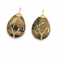 Gemstone Pendants Jewelry Natural Stone with Brass Teardrop plated & Unisex Sold By PC