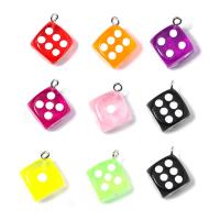Acrylic Pendants, Dice, Unisex, mixed colors, 17x14mm, Sold By PC