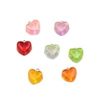 Resin Pendant, with Iron, Heart, silver color plated, DIY, more colors for choice, 17x17mm, 100PCs/Bag, Sold By Bag