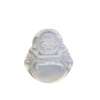 Natural Chalcedony Pendant, Buddha, Carved, for woman, more colors for choice, 38x34x7mm, Sold By PC