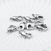 Stainless Steel Lobster Claw Clasp 304 Stainless Steel Heart machine polished DIY original color Sold By Bag