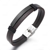 PU Leather Couple Bracelet, with Titanium Steel, fashion jewelry & Unisex, more colors for choice, 42x12mm, Length:Approx 8.27 Inch, Sold By PC