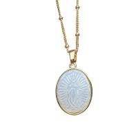 Shell Necklaces Brass with White Shell Round gold color plated for woman golden nickel lead & cadmium free Length 17.71 Inch Sold By PC