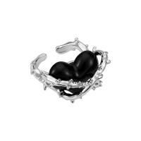 Кольца из полимерной смолы, цинковый сплав, с канифоль, Сердце, регулируемый & Женский, размер:6-8, продается PC