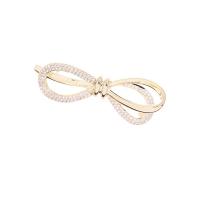 Cubic Zirconia Brooch, Brass, Bowknot, real gold plated, micro pave cubic zirconia & for woman, nickel, lead & cadmium free, 15x40mm, 10PCs/Lot, Sold By Lot