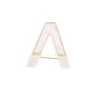 Cubic Zirconia Brooch Brass with White Shell Letter V real gold plated micro pave cubic zirconia & for woman nickel lead & cadmium free Sold By Lot