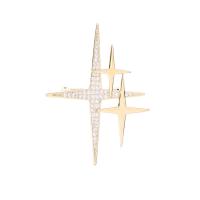 Cubic Zirconia Brooch, Brass, Star, real gold plated, micro pave cubic zirconia & for woman, nickel, lead & cadmium free, 39x51mm, 10PCs/Lot, Sold By Lot
