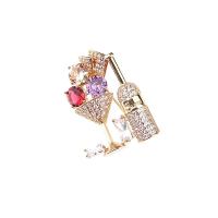 Cubic Zirconia Brooch Brass Winebottle plated micro pave cubic zirconia & for woman nickel lead & cadmium free Sold By Lot