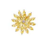 Cubic Zirconia Brooch, Brass, Flower, plated, micro pave cubic zirconia & for woman, more colors for choice, nickel, lead & cadmium free, 29x29mm, 10PCs/Lot, Sold By Lot