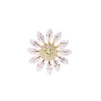 Cubic Zirconia Brooch, Brass, Flower, real gold plated, micro pave cubic zirconia & for woman, nickel, lead & cadmium free, 35x35mm, 10PCs/Lot, Sold By Lot