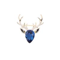 Cubic Zirconia Brooch, Brass, Antlers, real gold plated, micro pave cubic zirconia & for woman, nickel, lead & cadmium free, 28x31mm, 10PCs/Lot, Sold By Lot