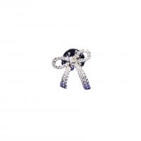 Cubic Zirconia Brooch Brass Bowknot silver color plated Unisex & micro pave cubic zirconia nickel lead & cadmium free Sold By Lot