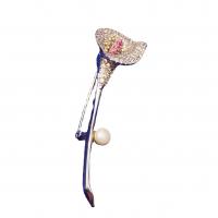 Cubic Zirconia Brooch, Brass, with Plastic Pearl, Calla Lily, plated, Unisex & micro pave cubic zirconia, more colors for choice, nickel, lead & cadmium free, 60x18mm, 10PCs/Lot, Sold By Lot