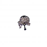 Cubic Zirconia Brooch, Brass, Tree, silver color plated, Unisex & micro pave cubic zirconia, nickel, lead & cadmium free, 13x13mm, 10PCs/Lot, Sold By Lot