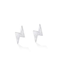 Brass Stud Earring Lightning Symbol fashion jewelry & for woman silver color nickel lead & cadmium free Sold By Pair
