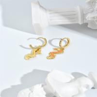 Brass Huggie Hoop Drop Earring brass hoop earring micro pave cubic zirconia & for woman golden 5-45mm Sold By Pair