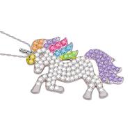 Tibetan Style Rhinestone Pendants, Unicorn, with rhinestone, more colors for choice, 41x23mm, Sold By PC