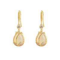 Zinc Alloy Drop Earring zinc alloy earring hook plated micro pave cubic zirconia & for woman golden Sold By Pair