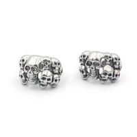 Zinc Alloy Finger Ring Skull plated Adjustable & for woman silver color 17mm Sold By PC