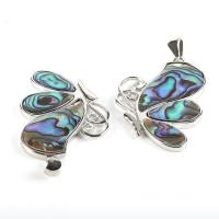 Natural Abalone Shell Pendants, with Tibetan Style, mixed colors, 53x35.50x3mm, Sold By PC