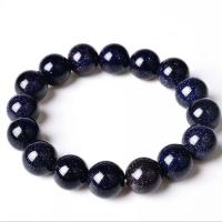 Natural Blue Goldstone Bracelets Blue Sandstone Unisex & anti-fatigue blue Length Approx 18 cm Sold By PC