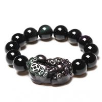 Obsidian Bracelet, Fabulous Wild Beast, Unisex & anti-fatigue, black, Length:Approx 21 cm, Sold By PC