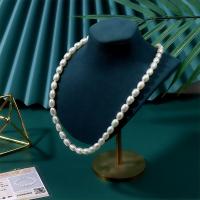 Natural Freshwater Pearl Necklace, with Tibetan Style, for woman, more colors for choice, 6-7mm, Length:Approx 45 cm, Sold By PC