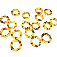Ακρυλικό Η σύνδεση Ring, Πολύγωνο, DIY, κίτρινος, 25x25mm, Περίπου 290PCs/τσάντα, Sold Με τσάντα