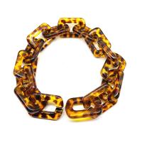 Acrylic Linking Ring, Rectangle, DIY & leopard pattern, yellow, 20x30mm, Approx 238PCs/Bag, Sold By Bag