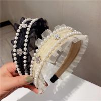 Hair Bands, Plastic, with Organza & Plastic Pearl, for woman, more colors for choice, 50mm, Inner Diameter:Approx 160mm, Sold By PC
