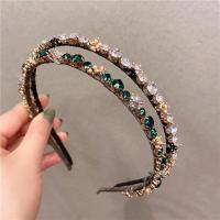 Hair Bands, Plastic, with Rhinestone & Tibetan Style, gold color plated, for woman, more colors for choice, 7mm, Inner Diameter:Approx 160mm, Sold By PC