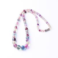 Colorful Fluorite Necklace Round for woman multi-colored 8mm Length Approx 14.96 Inch Sold By PC