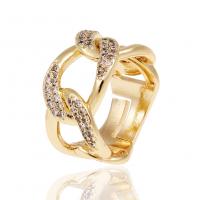 Messing Open -Finger-Ring, goldfarben plattiert, Micro pave Zirkonia & für Frau, goldfarben, frei von Nickel, Blei & Kadmium, 21mm, verkauft von PC