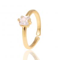 Cubic Zircon Brass prst prsten, Mosaz, barva pozlacený, micro vydláždit kubické zirkony & pro ženy, zlatý, nikl, olovo a kadmium zdarma, 21mm, Prodáno By PC