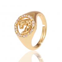 Messing Open -Finger-Ring, Leopard, goldfarben plattiert, Micro pave Zirkonia & für Frau, goldfarben, frei von Nickel, Blei & Kadmium, 22mm, verkauft von PC