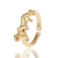 Brass Cuff Finger Ring Leopard gold color plated for woman golden nickel lead & cadmium free 21mm Sold By PC