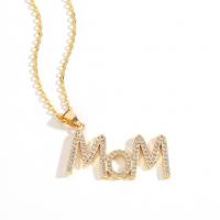 Cubic Zircon Micro Pave Brass Necklace Alphabet Letter gold color plated micro pave cubic zirconia & for woman nickel lead & cadmium free Length 17.7 Inch Sold By PC