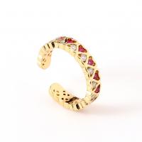 cobre Cuff Ring Finger, cromado de cor dourada, micro pavimento em zircônia cúbica & para mulher, dourado, níquel, chumbo e cádmio livre, 22mm, vendido por PC