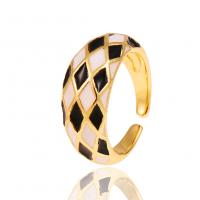 Латунь Манжеты палец кольцо, плакирован золотом, Женский & эмаль, Золотой, не содержит никель, свинец, 21mm, продается PC