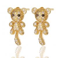 Cubic Zirconia Micro Pave Brass Earring Tiger gold color plated micro pave cubic zirconia & for woman golden nickel lead & cadmium free Sold By Pair