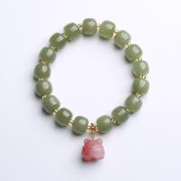 Hetian Jade bracelet, avec Agate salée & Seedbead & laiton, bijoux de mode & pour femme, 10x8.50mm, Vendu par Environ 5.51-6.10 pouce brin