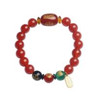 Agate smykker armbånd, med Resin & Messing, mode smykker & for kvinde, 10mm,13*18mm, Solgt Per Ca. 5.51-6.5 inch Strand