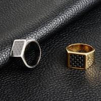 Stainless Steel Finger Ring, 316L Stainless Steel, with Carbon Fibre, fashion jewelry & Unisex & different size for choice, more colors for choice, 12x12mm, Sold By PC